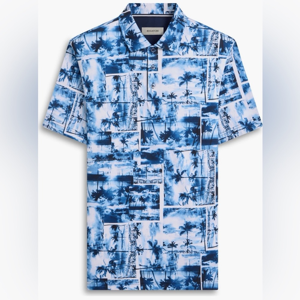 Bugatchi Hendrix Digital Tropical Print Pima Cotton Polo - Picture 3 of 11